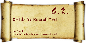 Orián Kocsárd névjegykártya